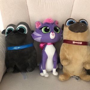 Disney Puppy Dog Pals plush trio: Bingo, Rolly, Hissy.